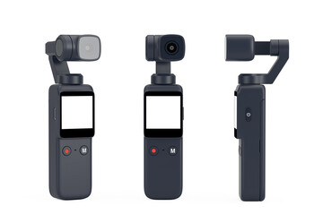 Pocket Handheld Gimbal Action Camera. 3d Rendering