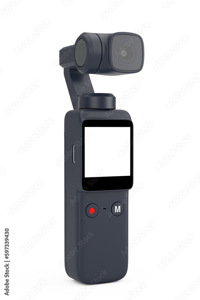 Aufkleber pocket handheld gimbal action camera. 3d rendering