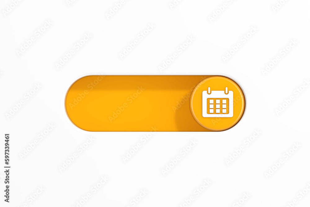 Poster Yellow Toggle Switch Slider with Calendar Icon. 3d Rendering