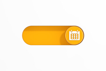 Yellow Toggle Switch Slider with Calendar Icon. 3d Rendering