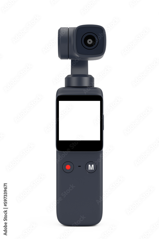 Aufkleber pocket handheld gimbal action camera. 3d rendering