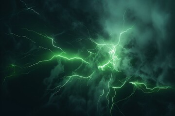 Abstract electric background featuring green lightning. Generative AI
