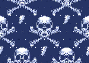 skull seamless pattern, image punk background, graphic design street comic art, textile fashion, artwork for fabric print, clothes, handkerchief or banner website
