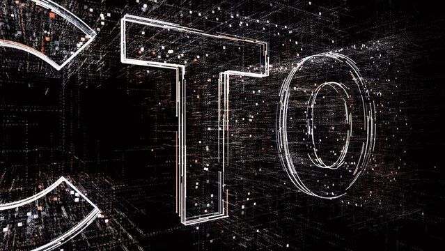 4k CIO animated word tag cloud,chief technology officer,text design animation.The Matrix style binary computer code shaped text design animation,changing from zero to one digits,abstract future tech 