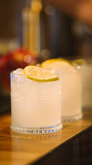 glass of mojito at night party