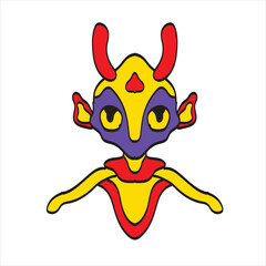 Alien Red Horns Mascot Artwork