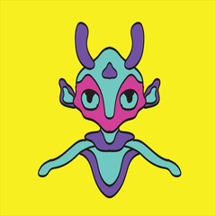 Alien Freeze With Horns Mascot Illustration