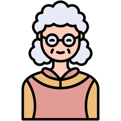 Grandmother Icon. Grandma Face Symbol. Line Filled Icon Vector Stock