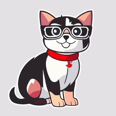 sticker dog, logotype, dog with a glasses, cartoon dog, vector illustration, dog wearing glasses