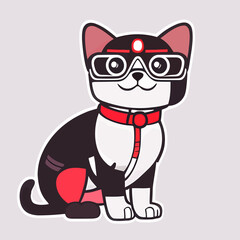 logotype dog with glasses, cartoon dog, logo, vector illustration, dog wearing glasses