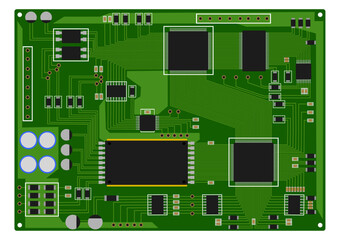 電子部品が集まった電子基板のイラスト