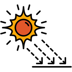 Sun rays Icon. Ultraviolet Protection Symbol. Line Filled Icon Vector Stock