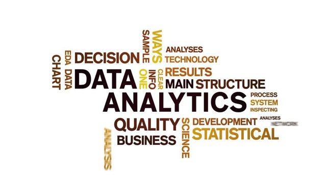 4k Data Analytics Animated Tag Word Cloud;Text Design big data Animation typography seamless loop.