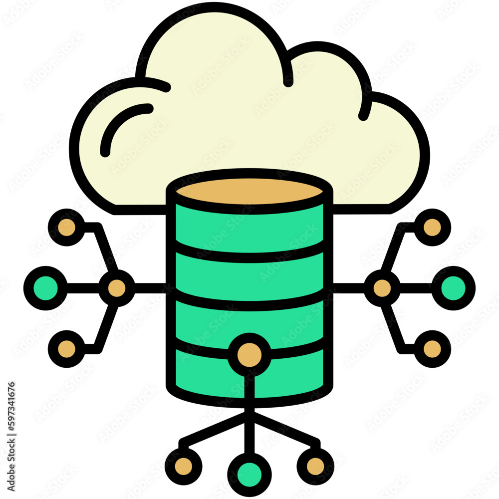 Poster big data icon. cloud database symbol. line filled icon vector stock