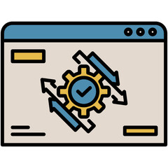 Automation software Icon. Data Center System Symbol. Line Filled Icon Vector Stock