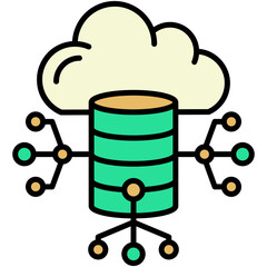 Big data Icon. Cloud Database Symbol. Line Filled Icon Vector Stock