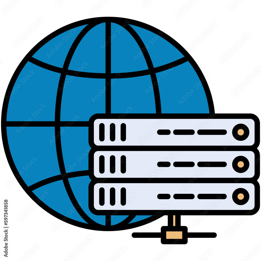 Poster colocation icon. data system server symbol. line filled icon vector stock