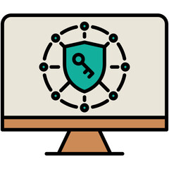 VPN Icon. Secure Server Symbol. Line Filled Icon Vector Stock