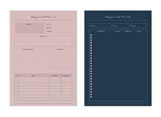 set of Assignment Planner. Minimalist planner template set. Vector illustration.