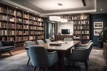 library room with books created by generative AI tools