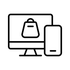 Ecommerce outline icon for buy, market, commerce and shopping, website, online, online shop logo