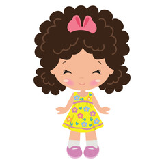 Cute little summer girl vector cartoon illustration