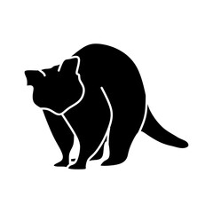 American Raccoon icon in black fill silhouette mode. Top choice of animal vector illustration in trendy style. Editable graphic resources for many purposes.