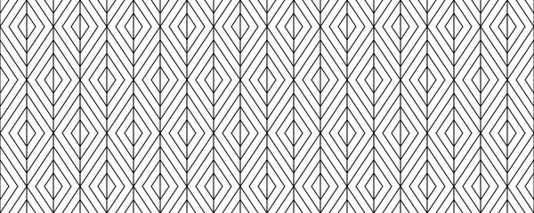 Geometric linear seamless pattern. Black and white repeating wallpaper. Lattice lines with rhombus. Abstract background. Textile or fabric swatch design template. Vector texture 