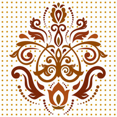 Elegant vintagebrown and beige vector ornament in classic style. Abstract traditional ornament with oriental elements. Classic vintage pattern