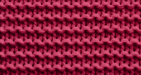 Knitted viva magenta fabric, closeup