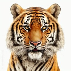 portrait of tiger panthera isolated on white background, generative ai