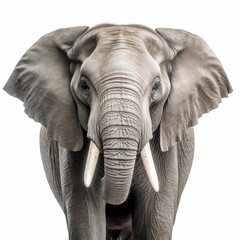 portrait of elephant isolated on white background, generative ai