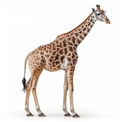 side view giraffe isolated on white background, generative ai