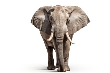 front view elephant isolated on white background, generative ai