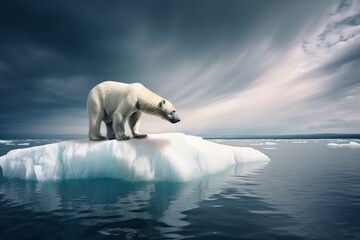 A polar bear standing on top of an iceberg, created with Generative Ai Technology