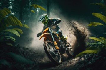 Fototapeta na wymiar Extreme Moto biking in the jungle