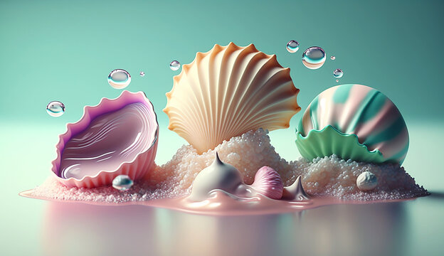 Cute Seashell Close-Up Image - Generative AI