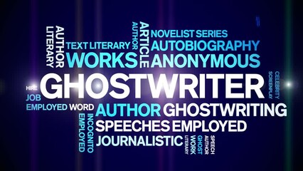 Ghostwriter animated tag word cloud;text design animation kinetic typography seamless loop.