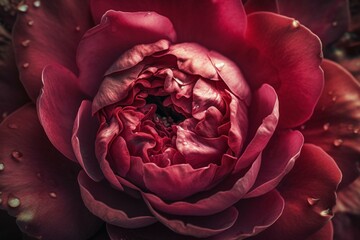 The center of a flower made of rose petals. Generative AI