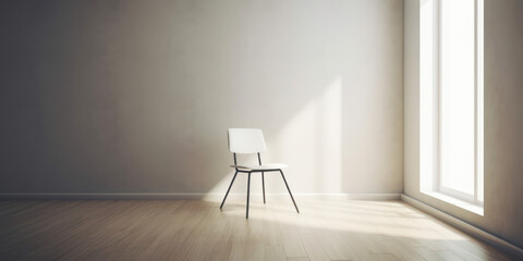 Single Chair In A Clean White Room. Generative AI
