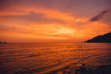 Sunset,evening seaside scenery at phuket island