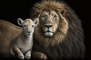 Obraz na płótnie Canvas A lion and a lamb together, created with Generative Ai Technology
