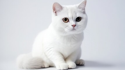 Adorable white persian cat on a white background