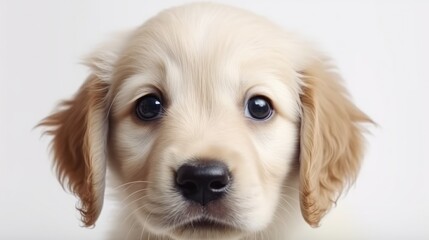 Cute golden retriever puppy on a white background