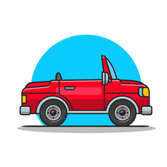 Car Vehicle Cartoon Vector Icon Illustration. Transportation Object Icon Concept Isolated Premium Vector. Flat Cartoon Style