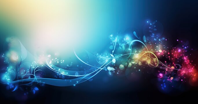 abstract background banner, rainbow bokeh glitter glow light and light trail, Generative Ai