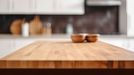 Fototapeta na wymiar empty table to showcase your product on kitchen room background , Generative AI