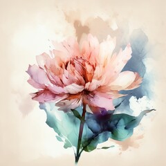A watercolor painting of a pink flower, created with Generative Ai Technology
