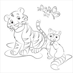 Rainforest Ramble: Animal Coloring Pages for Kids. This playful and colorful animal drawing is the perfect addition to any child's coloring book collection. 
