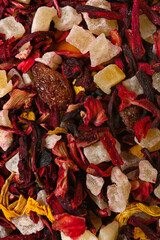 Dried fruit tea as background, closeup
